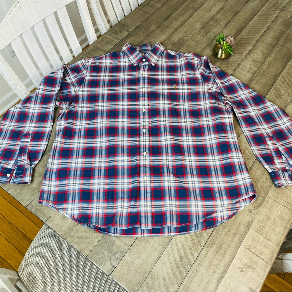 Polo Ralph Lauren Men’s Shirt Classic Fit Navy Red Plaid Pattern Size XXL - Picture 3 of 12